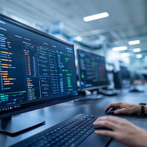 PC-Bildschirm mit vielen symbolischen Daten 